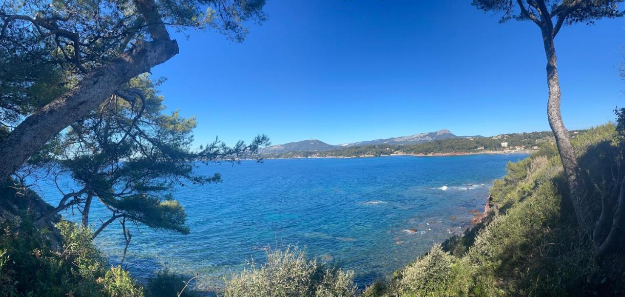 Appartement Cosy Vue Mer A 50 M De La Plage - Refait A Neuf Et Climatise Le Pradet Luaran gambar