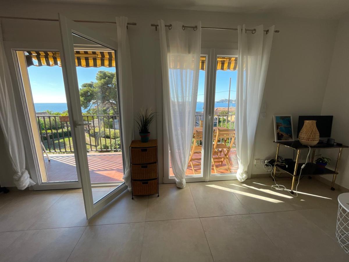 Appartement Cosy Vue Mer A 50 M De La Plage - Refait A Neuf Et Climatise Le Pradet Luaran gambar